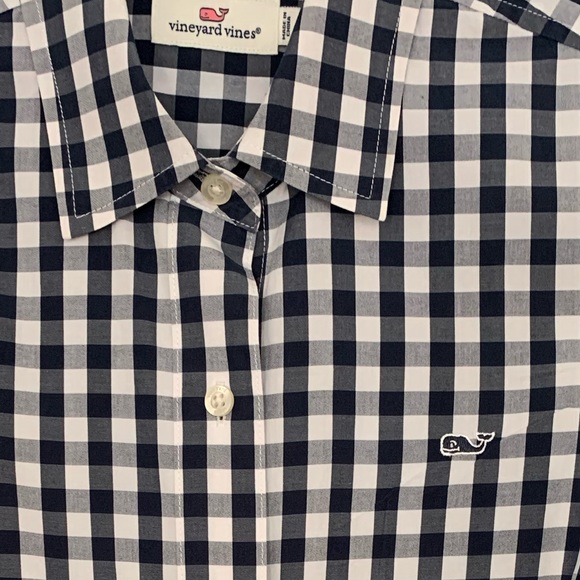 Vineyard Vines ladies dress shirt blue gingham button down size 2 - Picture 3 of 6